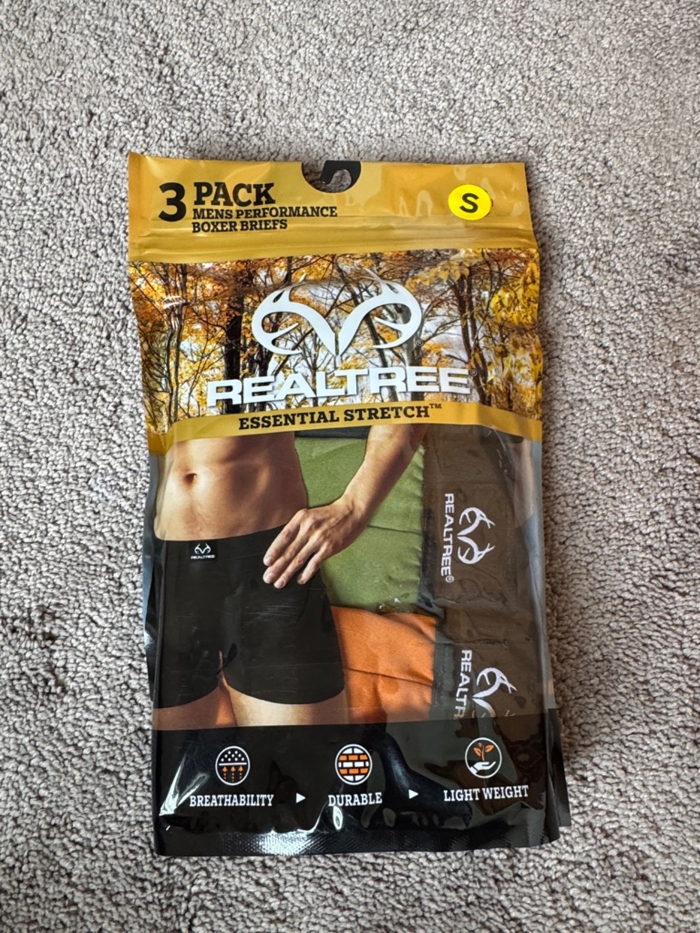 Realtree Boxer Briefs 3 Pack SIZE S Essential Stretch Performance NWT